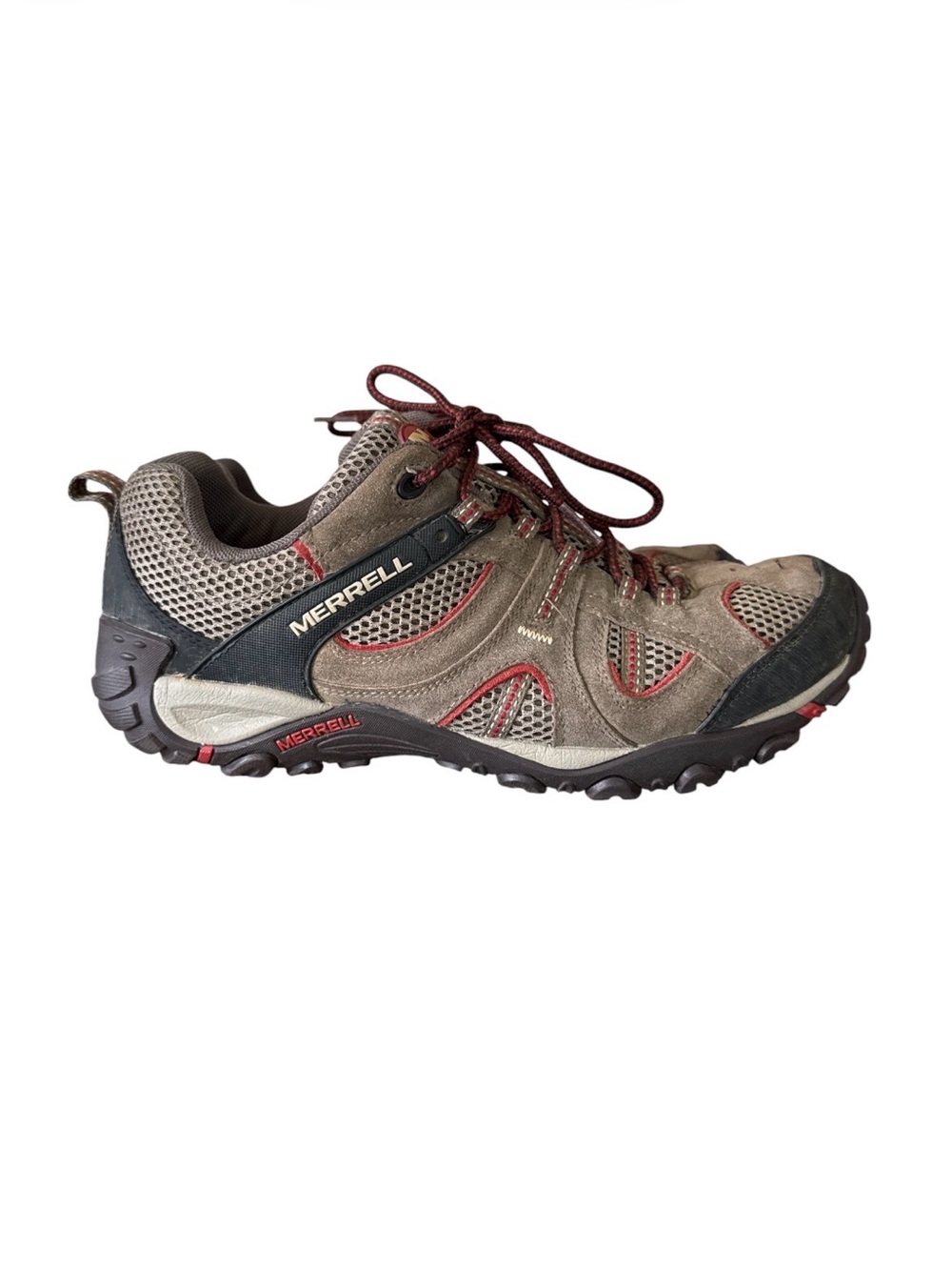 Merrell Yokota Trail Ventilator Hiking Shoes Brown Red Men's Size 10.5 GUC